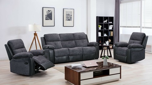 Grey fabric half - fabric/half, sofa