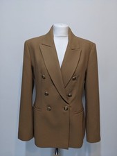 Zara Textured Tailored Double Breasted Camel Blazer Size L