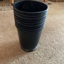 Nine Black 3 Litre Soparco Black Plastic Plant Flower Pots - Used Good Condition