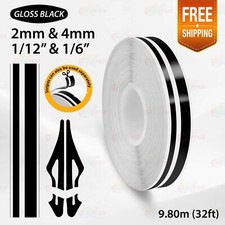 GLOSS BLACK 12mm 1/2" Double Lines STRIPE Streamline TAPE Decal Vinyl Sticker