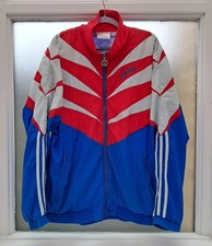 Vintage Adidas Stripes Rustle Shellsuit Nylon Tracksuit Top full Zip. D7 UK L