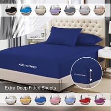 Extra Deep Fitted Sheet 16''/40cm Egyptian Cotton Single 4FT Double King Super K