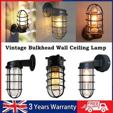 Vintage Industrial Wall Light Antique Bulkhead Loft Retro Cage Wall Mounted Lamp
