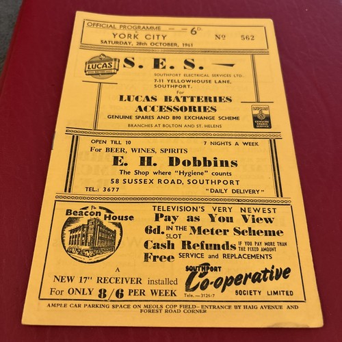 Southport york 1961 - southport, 1961/62