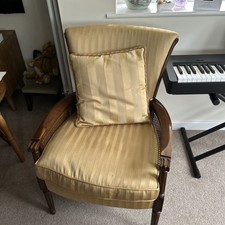 Antique Edwardian Mahogany & Bergere Chair Armchair 