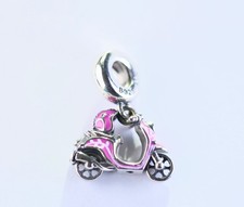 Genuine Pandora Sterling Silver Pink Enamel Scooter Moped Dangle Cham 791057C01