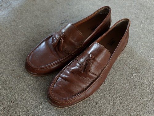 Mens brown leather tassel - brown,