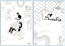 2 Postcards WHIMSICAL CATS ~