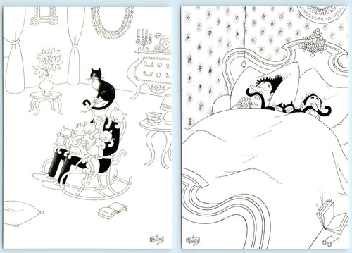 Postcards whimsical cats - 2,