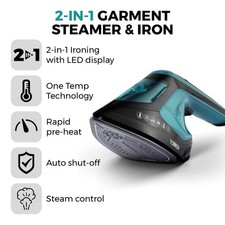 Tower T22031TL 2-in-1 Hand Garment Steamer with Iron Feature Black