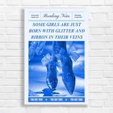 Glitter and Ribbon Blue Canvas