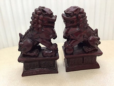 Pair Of Foo Dogs Dark Red