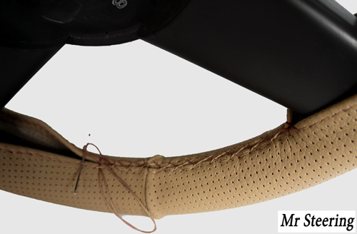 Beige perforated real leather - beige,