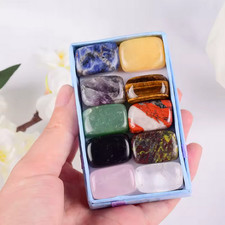 10Pcs Natural Quartz Crystal Polished Tumbled Stone Set Chakra Healing Gemstone