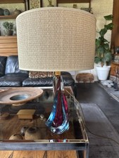 Vintage 1960s Murano Sommerso Glass Lamp Base In Amethyst And Blue