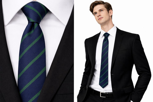 Twill men skinny tie - tie, navy
