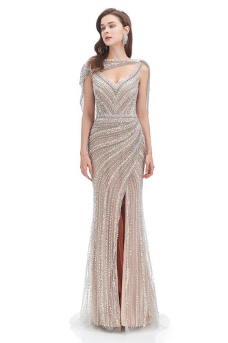 Crystal beaded nude champagne - crystal,