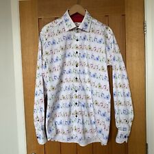 Claudio Lugli Shirt Penny Farthing Bicycles Print Long Sleeve Cotton Size Large
