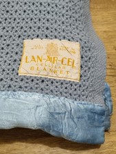 Vintage Blue Wool Cellular Blanket Lan-Air-Cel  - Single