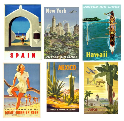 Vintage travel posters wall - posters,
