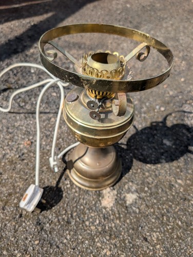 Antique brass oil lamp base - brass,