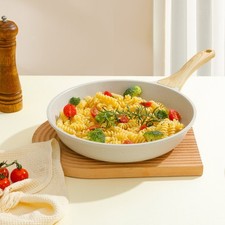 Nonstick Frying Pan-with Handle White Granite Coating Stone Cookware Omelette