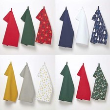 Cotton Pack of 3 Christmas Tea