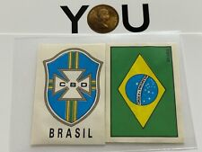 1970 PANINI MEXICO 70 WC  FIFA - FLAG & BADGE - BRAZIL *ULTRA RARE STICKER*
