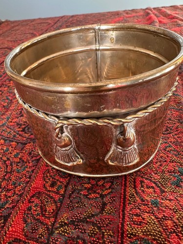 Silver plated brass planter - brass, /