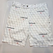 Loudmouth Golf Men’s Sz 36 Shorts White Golf Ball Dimples Print Loudmouth