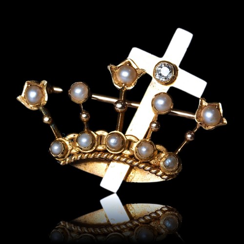 Antique crown coronet brooch - crown/coronet,