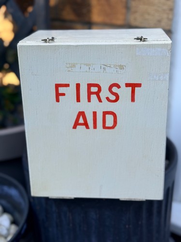 Vintage wooden first aid - vintage,