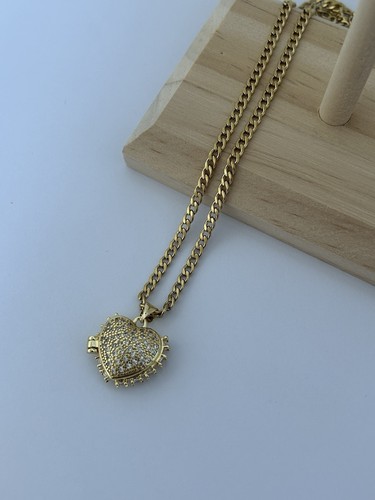 18k gold rolled stone love - cz,