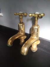 Antique Brass Bath taps Rare Royal Doulton original Condition extra large size