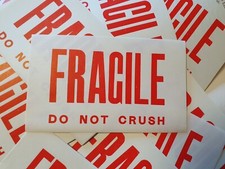 Vintage FRAGILE DO NOT CRUSH Gummed Luggage Parcel Labels circa 1950's/60's NOS