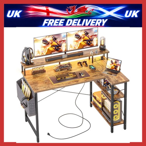 Shaped desk with power - with,