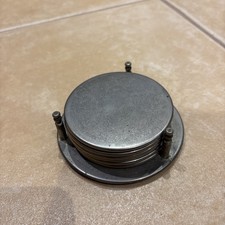 Vintage Silver Plated 7 Piece Coaster Set 6 Coasters with Holder