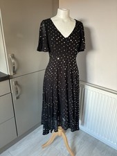 Monsoon Black And Gold Dress Size 8 Tea Dress