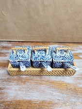 Set Of 3 Blue & White Ceramic