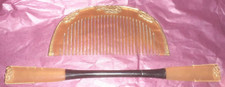 GEISHA COMB  HAIRPIN JAPANESE KANZASHI HAIR ORNAMENT SET VINTAGE GOLD KOGAI