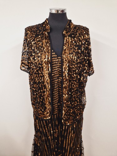 Berkatex black gold sequin - black,