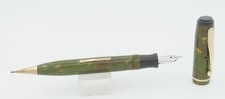 Fifth Avenue By Parker Green w/Red Marble & Gold Trim Combo Fountain Pen - 1930s