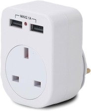 Status IONOS Twin USB Plug Through Adaptor | 2 Ports | Compact White 