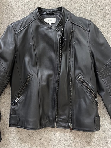 Reiss leather biker jacket 12 - leather,