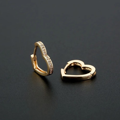 9ct gold ladies heart hoop - 9ct,