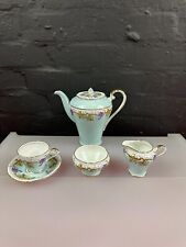 Aynsley Blue Grape Vine Coffee Pot Milk Cream Jug Sugar Bowl Cup Saucer Set RARE