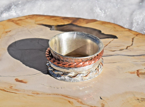 Spinner textured cuff ring - textured,