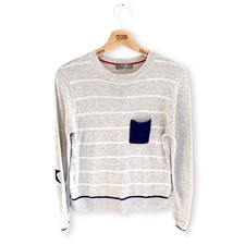 Ladies Oasis Grey White Striped Jumper Sweater Top Size Medium, 10-12