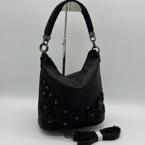 Black shoulder crossbody bag - black,