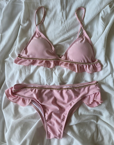 Women pink triangle bikini - pink,